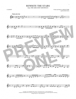 page one of Rewrite The Stars (from The Greatest Showman) (Clarinet Solo)