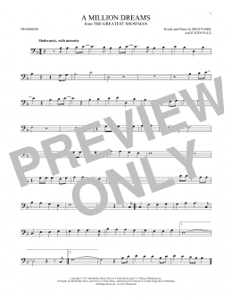 page one of A Million Dreams (from The Greatest Showman) (Trombone Solo)