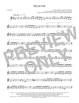 page one of Believer (Clarinet Solo)