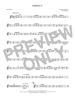 page one of Perfect (Recorder Solo)