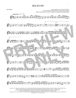 page one of Believer (Recorder Solo)
