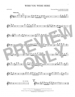 page one of Wish You Were Here (Alto Sax Solo)