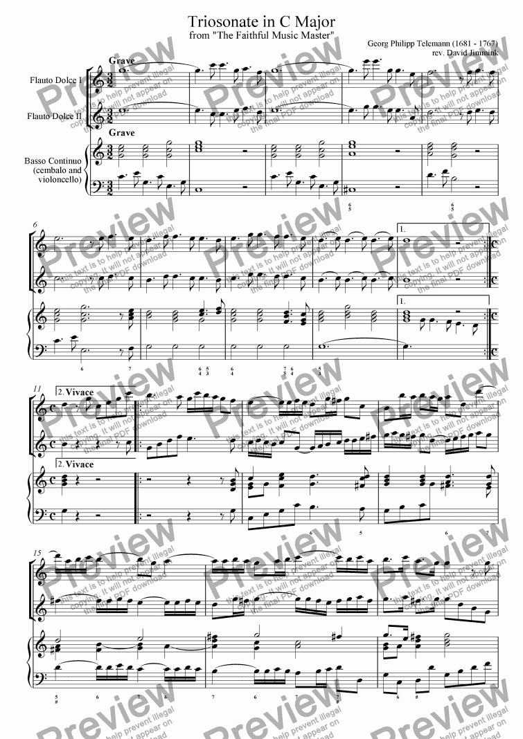 page one of Triosonata in C Major