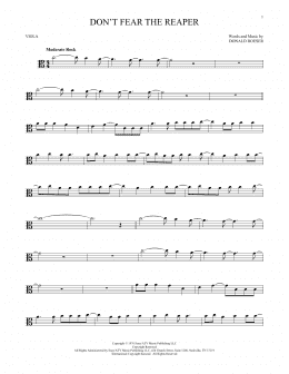 page one of Don't Fear The Reaper (Viola Solo)
