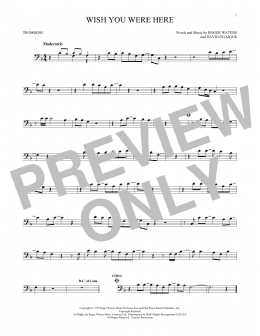page one of Wish You Were Here (Trombone Solo)