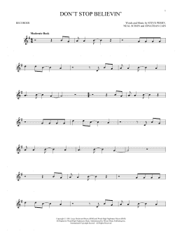 page one of Don't Stop Believin' (Recorder Solo)
