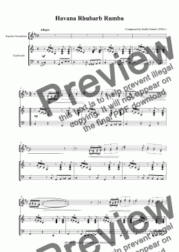 page one of Havana Rhubarb Rumba for Two Bb Soprano/Tenor Saxophones & Piano