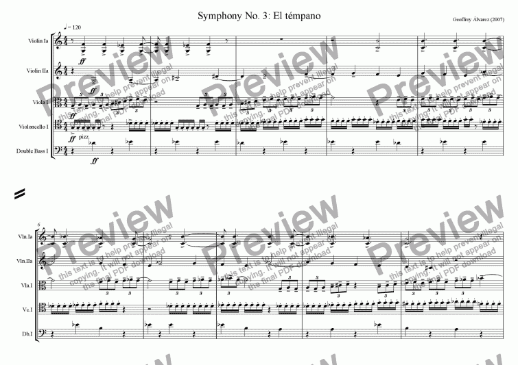 page one of Symphony No. 3: sinfonia tempano