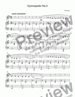 page one of Erik Satie - Gymnopedie No.3 for trumpet Bb & piano