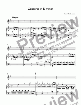 page one of F. Mendelssohn  - Concerto in D Minor, MWV O3: I. Allegro for trumpet Bb & piano (orig. for violin & orchestra)
