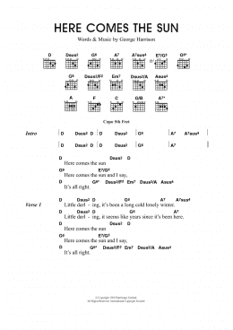 page one of Here Comes The Sun (Guitar Chords/Lyrics)