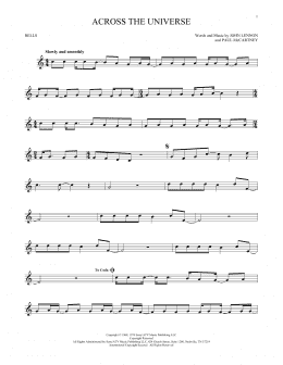 page one of Across The Universe (Bells Solo)