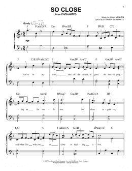 page one of So Close (from Enchanted) (Very Easy Piano)