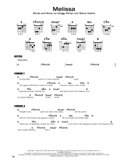 page one of Melissa (Really Easy Guitar)