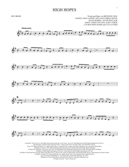 page one of High Hopes (Recorder Solo)