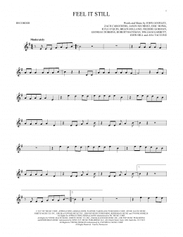 page one of Feel It Still (Recorder Solo)