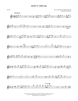 page one of Don't Speak (Flute Solo)