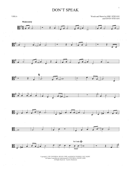 page one of Don't Speak (Viola Solo)