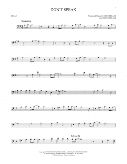 page one of Don't Speak (Cello Solo)