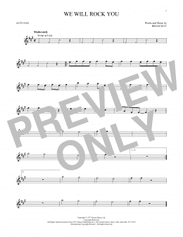 page one of We Will Rock You (Alto Sax Solo)