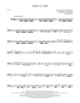 page one of I Don't Care (Cello Solo)