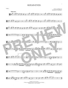 page one of ocean eyes (Viola Solo)