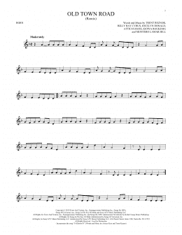 page one of Old Town Road (Remix) (French Horn Solo)