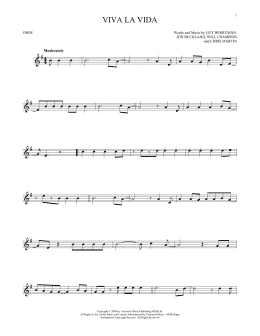 page one of Viva La Vida (Oboe Solo)