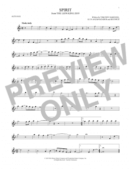 page one of Spirit (from The Lion King 2019) (Alto Sax Solo)
