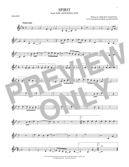 page one of Spirit (from The Lion King 2019) (Trumpet Solo)