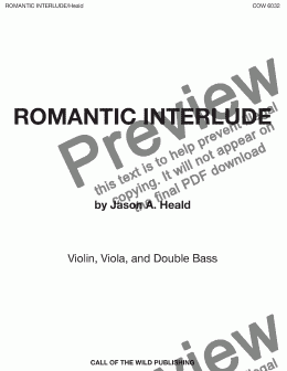 page one of "Romantic Interlude" for violin, viola, and double bass