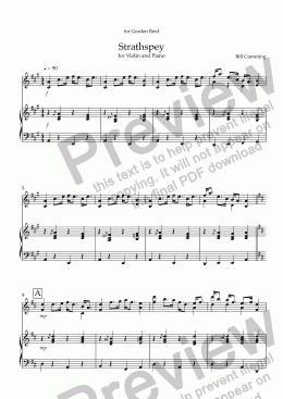 page one of "Strathspey for Violin & Piano"