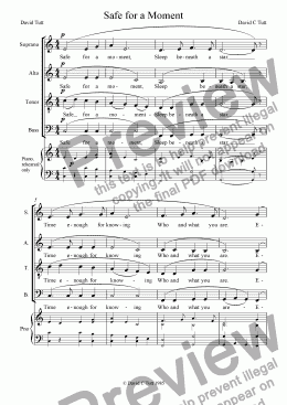 page one of Safe for a Moment (SATB)