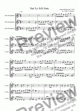 page one of Sax Trio Willaert's Sur le Joli