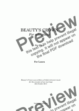 page one of Beauty's Crown - for solo piano