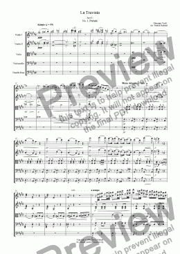page one of Verdi La Traviata, including Brindisi for String Orchestra