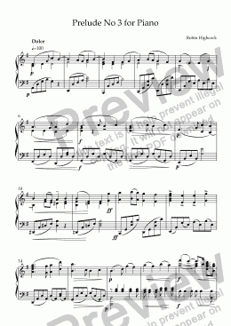 page one of Prelude for Piano no 3
