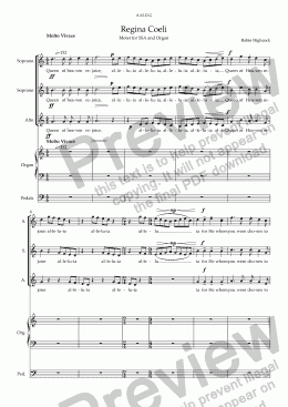 page one of Regina Coeli for SSA and Organ