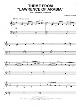 page one of Theme From "Lawrence Of Arabia" (Very Easy Piano)