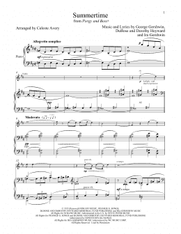 page one of Summertime (from Porgy and Bess) (Violin and Piano)