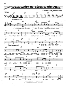 page one of Boulevard Of Broken Dreams (Real Book – Melody, Lyrics & Chords)