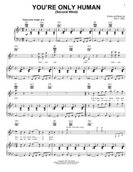 page one of You're Only Human (Second Wind) (Piano, Vocal & Guitar Chords (Right-Hand Melody))