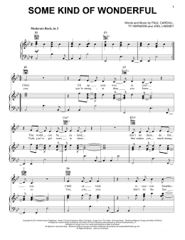 page one of Some Kind Of Wonderful (Piano, Vocal & Guitar Chords (Right-Hand Melody))