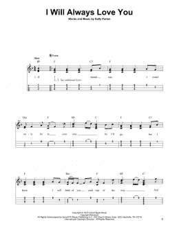 page one of I Will Always Love You (Easy Ukulele Tab)