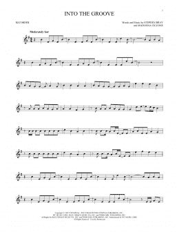 page one of Into The Groove (Recorder Solo)
