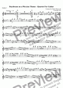 page one of Daydream on a Phrygian Theme - Guitar Quartet - Guitar 1