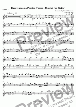 page one of Daydream on a Phrygian Theme - Guitar Quartet - Guitar 2