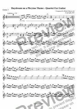 page one of Daydream on a Phrygian Theme - Guitar Quartet - Guitar 3