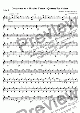 page one of Daydream on a Phrygian Theme - Guitar Quartet - Guitar 4