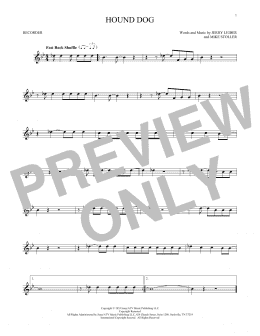 page one of Hound Dog (Recorder Solo)